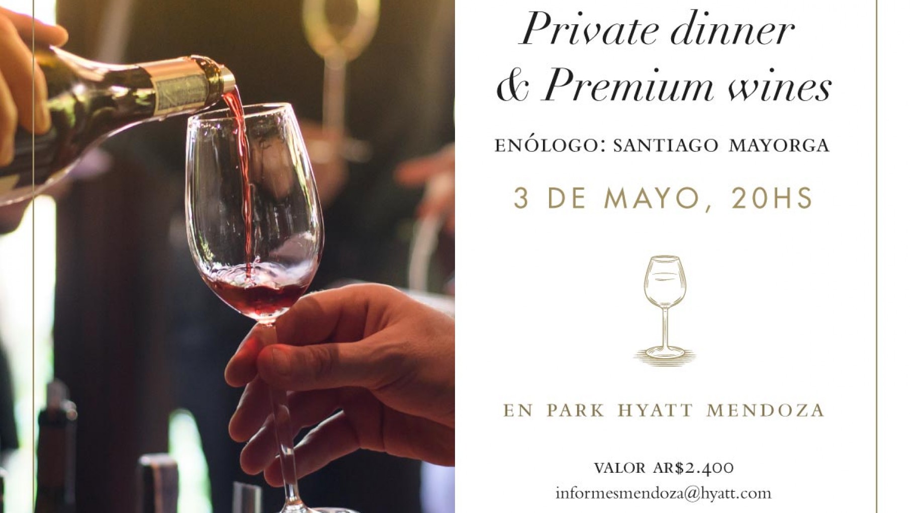 Private dinner & premium wines en Park Hyatt Mendoza