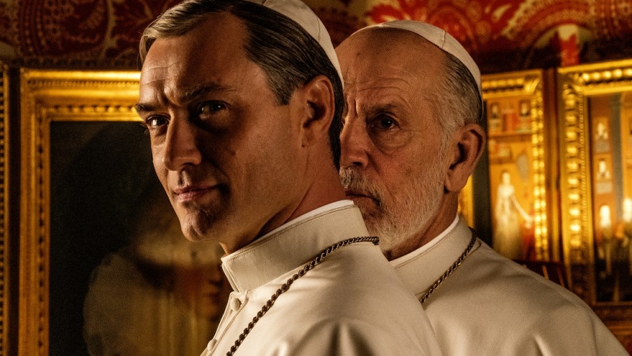 Set of «The New Pope» by Paolo Sorrentino.
in the picture  Jude Law and John Malkovich.
Photo by Gianni Fiorito
This photograph is for editorial use only, the copyright is of the film company and the photographer assigned by the film production company an
